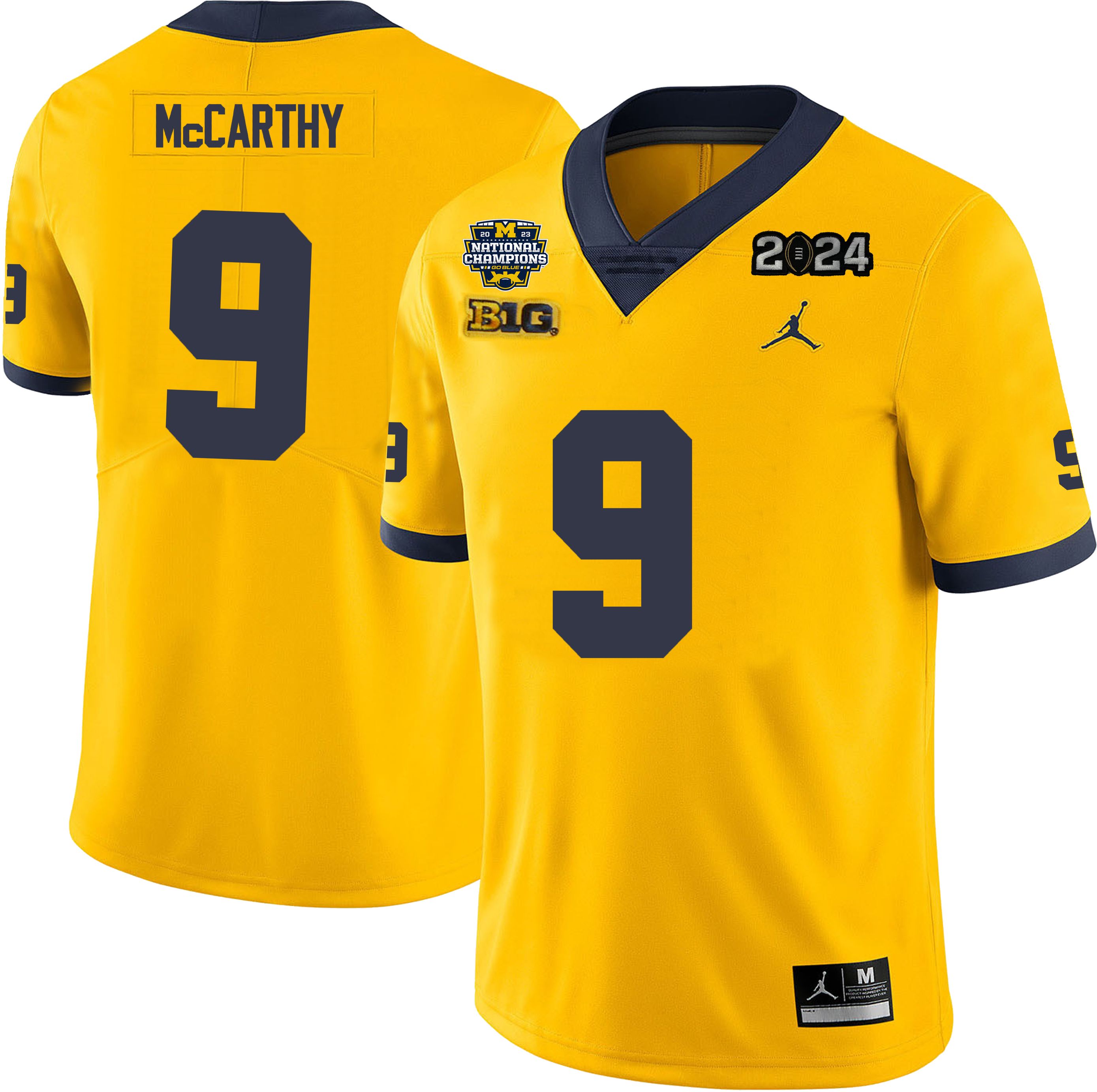 J.J. McCarthy Michigan Wolverines Men's NCAA #9 Maize National Champions College Football Jersey SD7F154PW